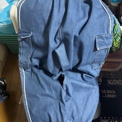 青ジーンズカーゴパンツの画像