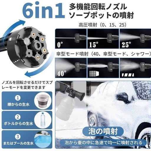 高圧洗浄機【洗車プロ吉野先生監修】強化8MPa高圧洗浄機 コードレスの 
