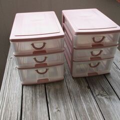 3段ミニ収納ケース（ピンク）2個セット　カラーボックスに収まる　断捨離中！の画像