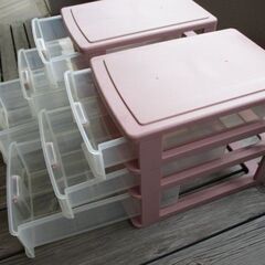 3段ミニ収納ケース（ピンク）2個セット　カラーボックスに収まる　断捨離中！の画像