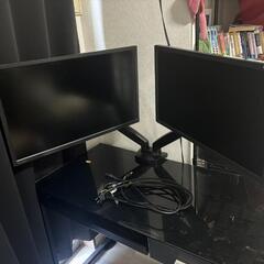 【バラ売り可】モニター2枚&モニターアームセット