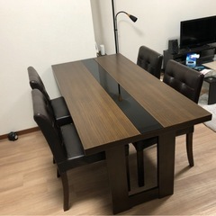 ダイニングテーブル　セット　木目　4脚　【受渡者決定】
