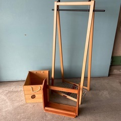 ひのきの箱　ハンガーラック　木製吊り棚　3点まとめ