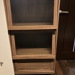 ウッド✖️すりガラス風おしゃれスライド棚🤎インテリアの画像