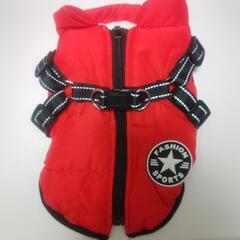 秋冬ドッグウェアコートレインコート Mサイズ 赤黒の2着セットの画像