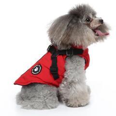 秋冬ドッグウェアコートレインコート Mサイズ 赤黒の2着セットの画像