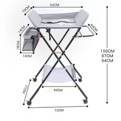 オムツ 交換台 新生児 おむつ交換台 おむつ台 オムツ替え おむつかえ 折りたたみ スリム 収納 キャスター付き | ベビーベッド おむつ替えシート ケアスペース 赤ちゃん 乳幼児 育児 衛生用品 安全ベルト 柵 ガード ワゴン 男の子 女の子の画像