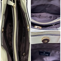 中古◆ハンドバッグ◆ペレンネ◆エナメル調◆クリーム◆の画像