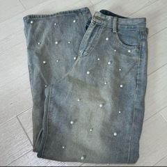 shein パール付きデニムパンツ