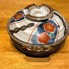 萬古焼 みすず鍋 上絵 ねじり梅 土鍋 １人用 ６号四日市の画像