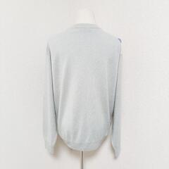 マルゼンクルーネックカシミヤニット トップス 長袖 ストライプ M レディースの画像