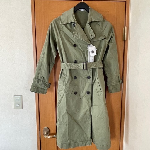 【新品 タグ付き】フラスク　オリーブグリーン トレンチコート　日本製　サイズ38