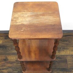 ≪ZB213ジ≫ メーカー不明 電話台 木製 幅約30㎝/高さ約69.8㎝ 昭和レトロ テレフォンラック 置台/飾り台/木製台 インテリア 現状品の画像