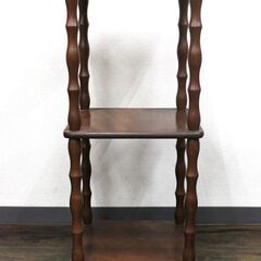 ≪ZB213ジ≫ メーカー不明 電話台 木製 幅約30㎝/高さ約69.8㎝ 昭和レトロ テレフォンラック 置台/飾り台/木製台 インテリア 現状品の画像