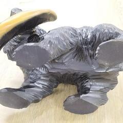 木彫刻　熊の置物　鮭なベイベー♪の画像