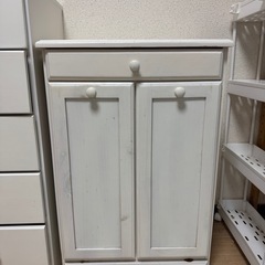 ホワイト 木製 ゴミ箱