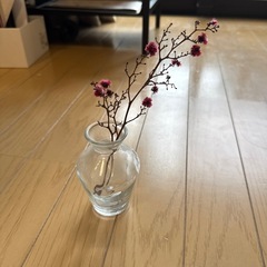 グラス花瓶、ドライフラワー