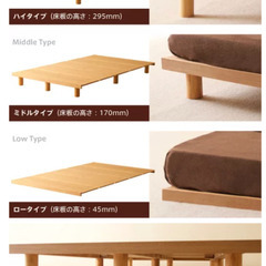 ダブルサイズ ヘッドレスベッドフレーム + 無印マットレス セット販売の画像