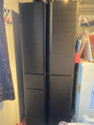 木目調　405L冷蔵庫