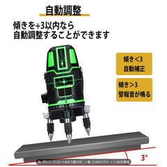未使用　グリーンレーザー墨出し器　収納ケース 三脚 他セット　直角が出せる5ライン＆6ポイント仕様の画像