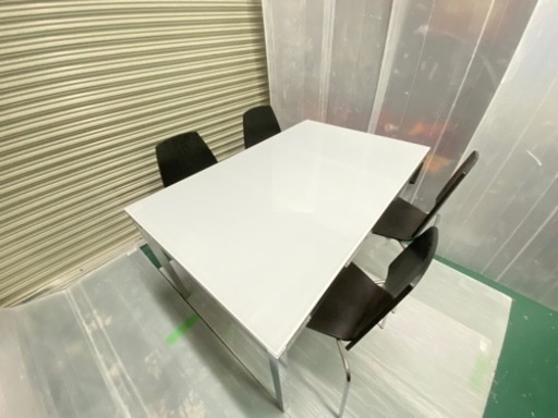 【希少色　ホワイト ガラス】IKEA ダイニングテーブル　会議テーブル　チェア　セット販売　