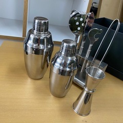 8388 カクテルセット セット商品 8点 カクテル お酒 バーテン バーテンダー シェーカー メジャーカップ ストレーナー アイストング スタンド シルバー 一式セットの画像