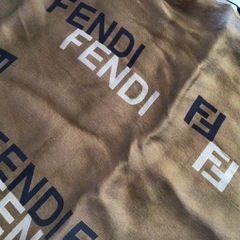 G029 FENDI/フェンディ ハンカチ ブラウン ロゴ柄 FF 1枚の画像