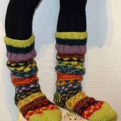 ネパリバザーロ 手編み ウールソックス ルームシューズの画像