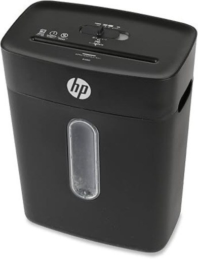 HP 電動シュレッダー 家庭用(15L / 1-3人用) 静音65dB 18ヶ月メーカー保証 / 5x18mmミニクロスカット6枚同時細断(リモートワーク/在宅勤務/オフィス) 連続細断4分間 大容ダストボックス（160枚収納）/ 小型スリム/キャスター無し ブラック