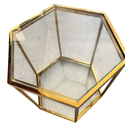 ②KARE ストア カレ コーム ゴールド 55cm サイドテーブル ガラステーブル