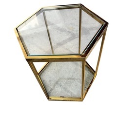 ②KARE カレ コーム ゴールド 55cm サイドテーブル ガラステーブルの画像