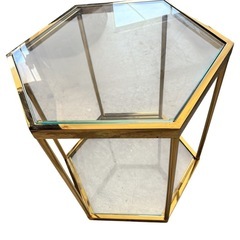 ②KARE カレ コーム ゴールド 55cm サイドテーブル ガラステーブルの画像