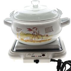 【未使用品】電気加温トレー＆ホーロー鍋セット　21cm　の画像