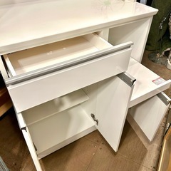 《売約済》【武蔵小山店】【～4/14限定SALE！店内全品20%お値引き！】 食器棚 ニトリ システムカウンター キッチン 収納 大容量 レジューム ファミリー カップボード 白 ホワイト　 (検索 レンジボードの画像