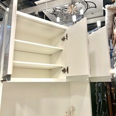 《売約済》【武蔵小山店】【～4/14限定SALE！店内全品20%お値引き！】 食器棚 ニトリ システムカウンター キッチン 収納 大容量 レジューム ファミリー カップボード 白 ホワイト　 (検索 レンジボードの画像
