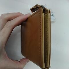 新古品 栃木レザー feee L時型ミニ財布 ブラウン系 TJ10197の画像