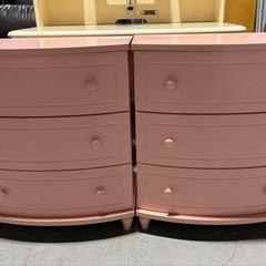 姫系 おしゃれ サイドチェスト、2台セット、幅60cm Used/キレイの画像
