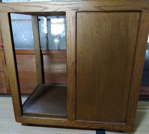 木製 電話台 5引き出し付き オーク仕上げ キャスター付き