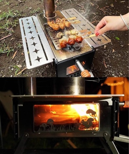 【新品未使用】スモア(s‘more)　マジック薪ストーブ+和柄煙突ガード