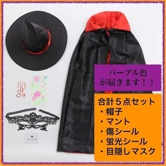 【新品未使用】魔女 コスプレ ハロウィン 【お手軽５点セット・初心者向け】 仮装 パーティーの画像