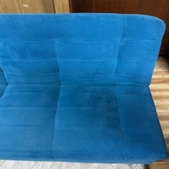 【459】青いスエード調ソファベッドの画像