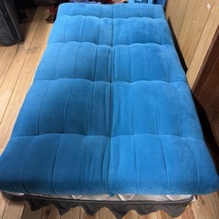 【459】青いスエード調ソファベッドの画像