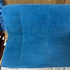 【459】青いスエード調ソファベッドの画像