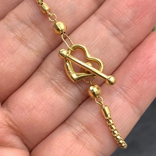K18 ハート　バー　ブレスレット　3.4g 約17.5cm