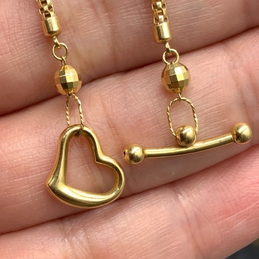K18 ハート　バー　ブレスレット　3.4g 約17.5cm