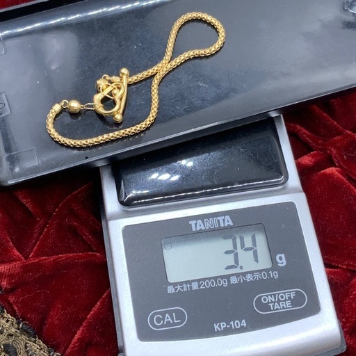 K18 ハート　バー　ブレスレット　3.4g 約17.5cm