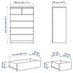 MALM マルム
チェスト（引き出し×6）, ブラックブラウン,の画像
