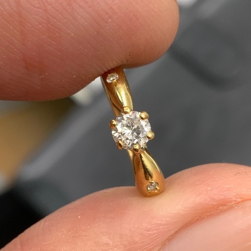 K18 フープダイヤピアス　1g 0.16ct