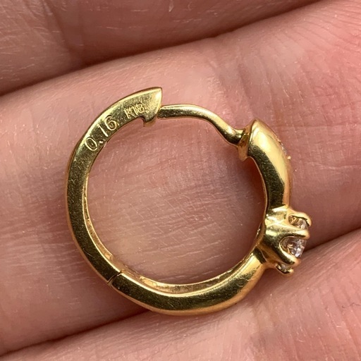 K18 フープダイヤピアス　1g 0.16ct