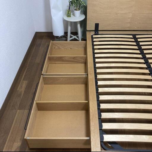 無印良品　ベッドフレームダブル　引出付　マニフレックスマットレス　モデル246